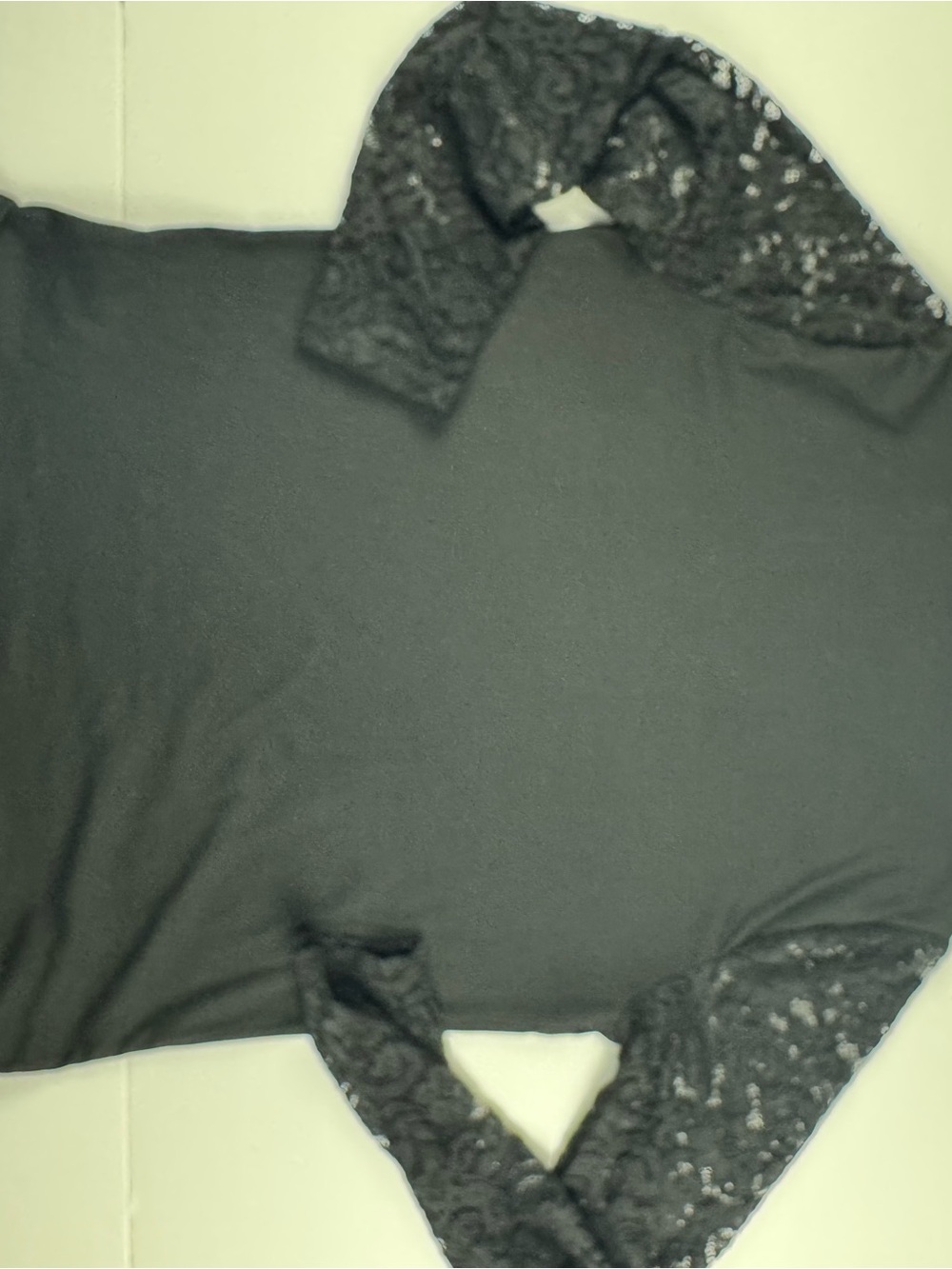French Laundry Black Mock Neck Top with Lace Sleeves - Picture 8 of 8